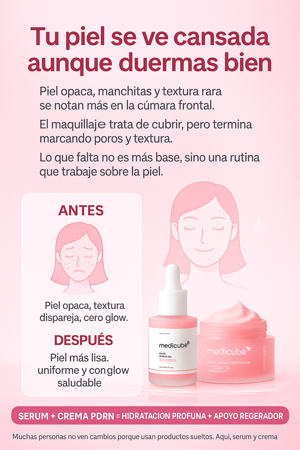COMBO CREMA MEDICUBE Y SERUM DE PDRN, RUTINA COREANA EN 2 PASOS.